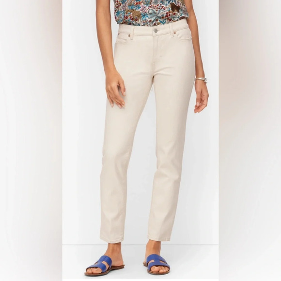 TALBOTS Sz 12P Modern Ankle Classic 5 Pockets Slim Leg Ankle Length Denim Jeans - Picture 1 of 10